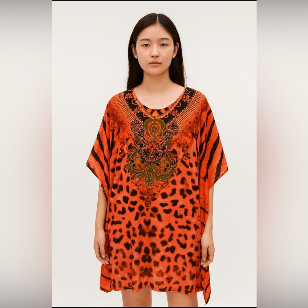 Winlar Women’s Kaftan Caftan Mumu House Short Dress Loungewear OS  Multicolor